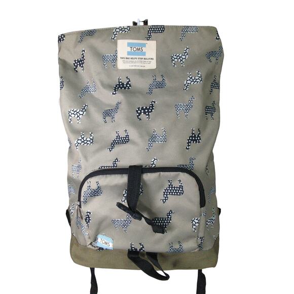 Toms Backpack Green Gray Llama AntiBullying Laptop - Picture 10 of 12